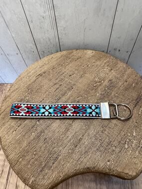 Blue Red Southwest Pattern Wristlet Strap Phone Strap Keychain Keyholder